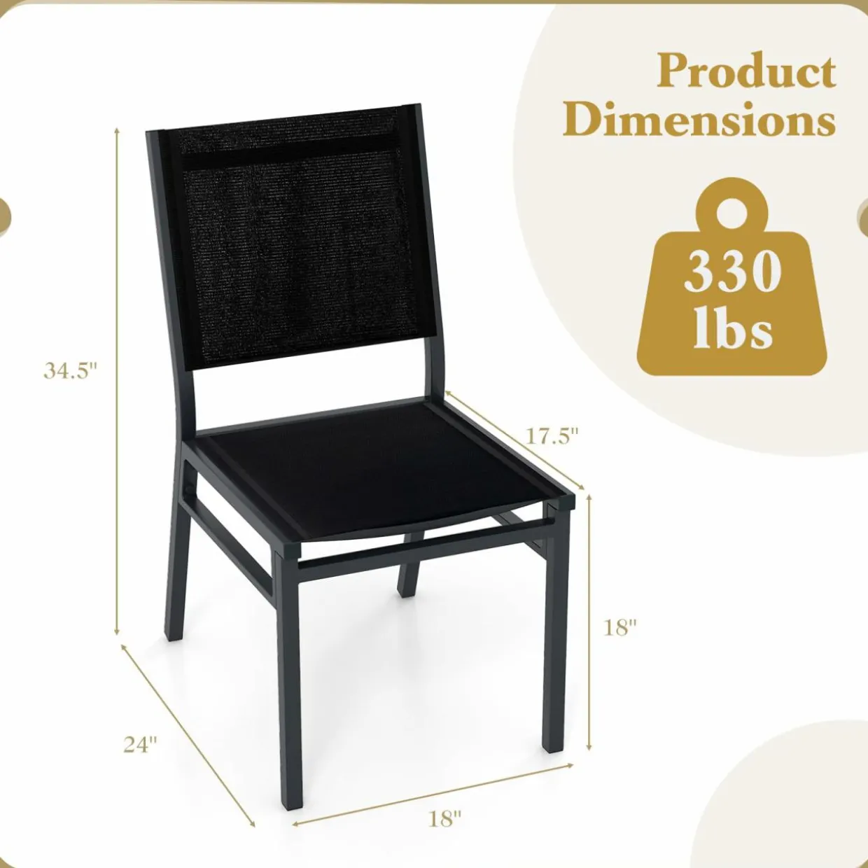 Tangkula Outdoor Dining Chair, Patio Armless Chair with Breathable Seat & Backrest