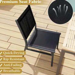 Tangkula Outdoor Dining Chair, Patio Armless Chair with Breathable Seat & Backrest