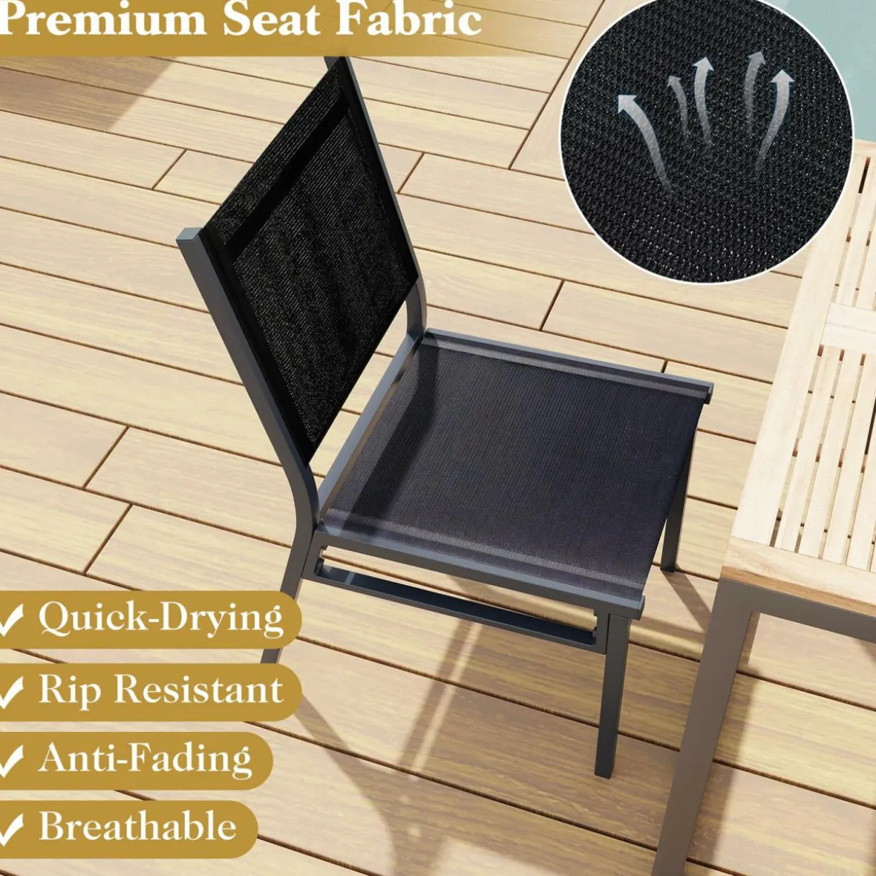 Tangkula Outdoor Dining Chair, Patio Armless Chair with Breathable Seat & Backrest