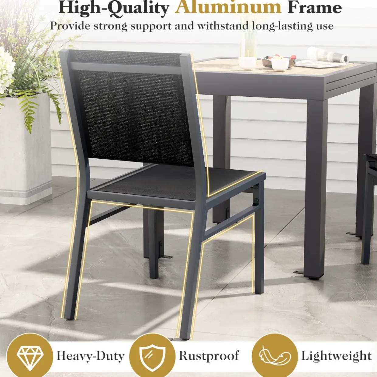 Tangkula Outdoor Dining Chair, Patio Armless Chair with Breathable Seat & Backrest