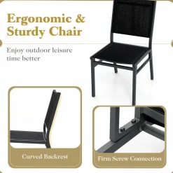 Tangkula Outdoor Dining Chair, Patio Armless Chair with Breathable Seat & Backrest