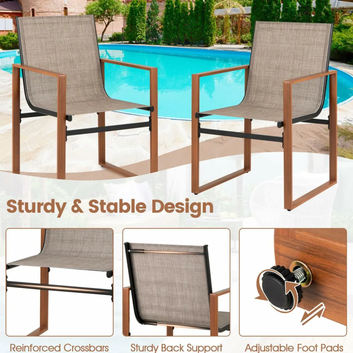 Tangkula Outdoor Dining Chairs Set of 2/4