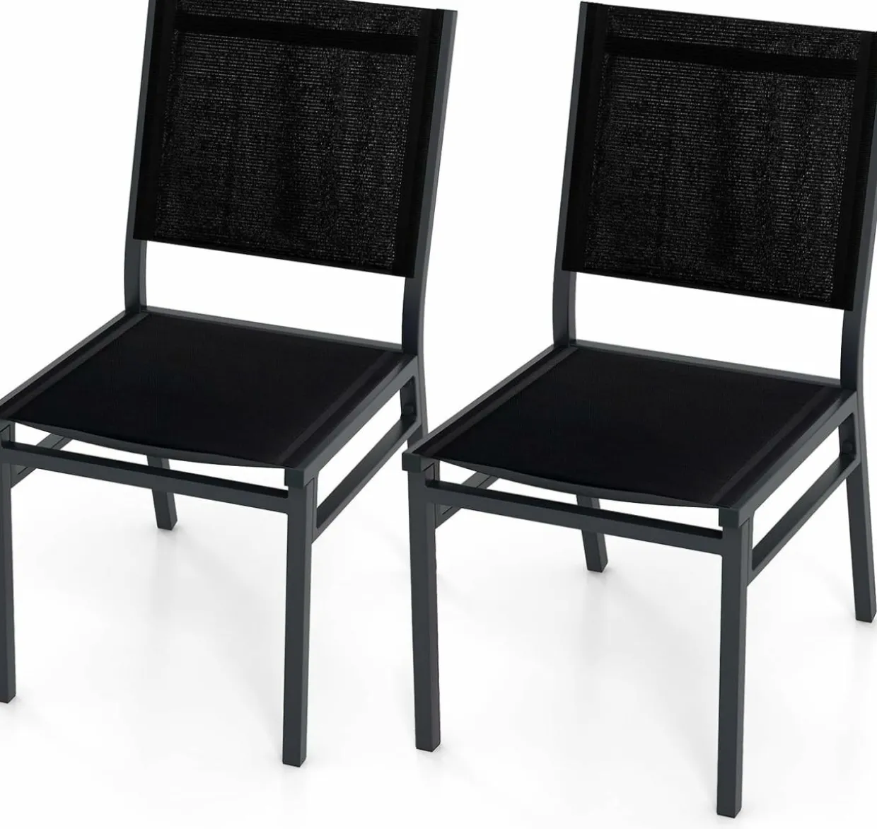 Tangkula Outdoor Dining Chair, Patio Armless Chair with Breathable Seat & Backrest
