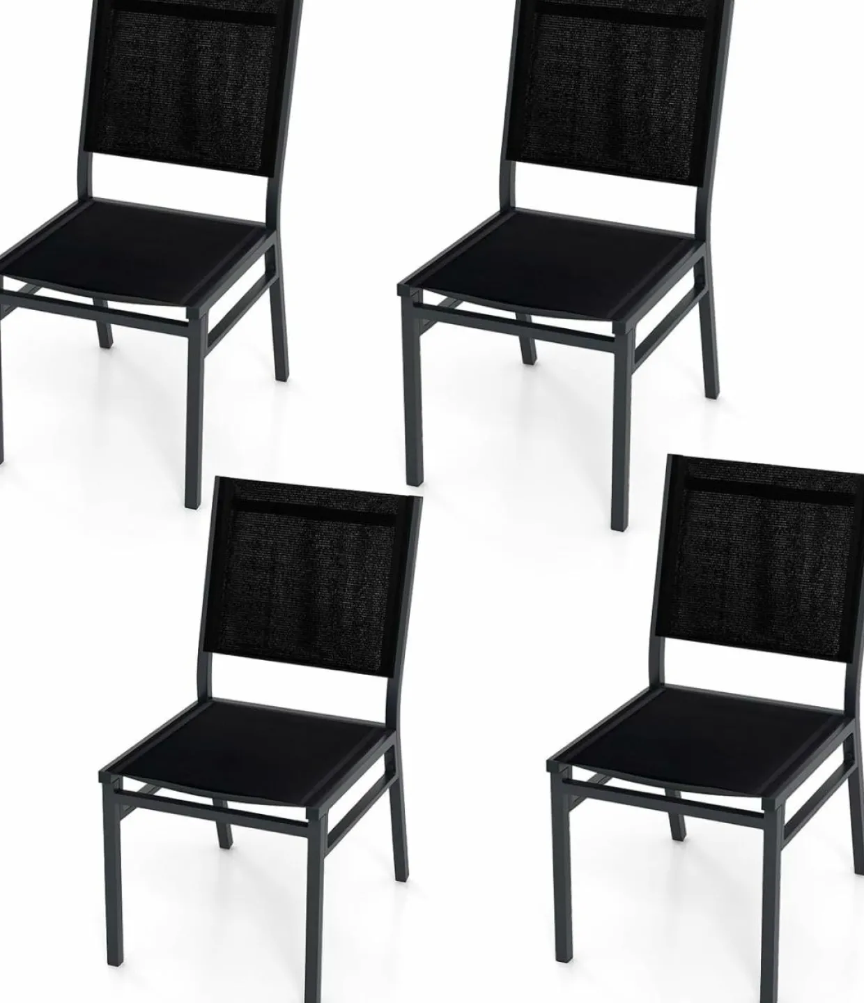 Tangkula Outdoor Dining Chair, Patio Armless Chair with Breathable Seat & Backrest