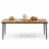 Tangkula Outdoor Dining Table for 8, 79 Inch Acacia Wood Patio Table with 1.9” Umbrella Hole