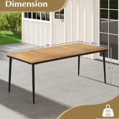 Tangkula Outdoor Dining Table for 8, 79 Inch Acacia Wood Patio Table with 1.9” Umbrella Hole