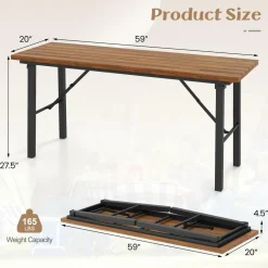 Tangkula Outdoor Dining Table With Benches for 4-6 Persons, No Assembly