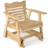 Tangkula Outdoor Fir Wood Glider Chair, Outdoor Swing Chair with Rotatable Hidden Cup Holder