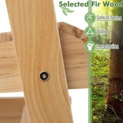 Tangkula Outdoor Fir Wood Glider Chair, Outdoor Swing Chair with Rotatable Hidden Cup Holder