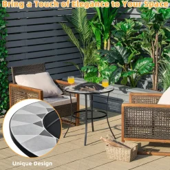 Tangkula Outdoor Fire Pit Table with Tile Tabletop