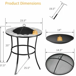 Tangkula Outdoor Fire Pit Table with Tile Tabletop