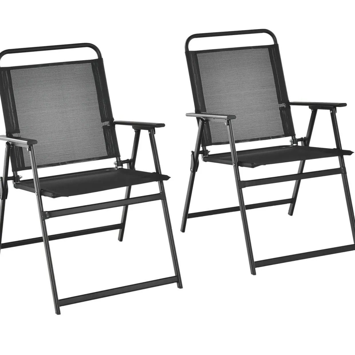 Tangkula Outdoor Folding Chairs Set of 2, Patio Dining Chairs with Breathable Seat & Cozy Armrests