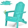 Tangkula Outdoor Folding Adirondack Chair, Weather Resistant Lounger Chair for Patio Garden Fire Pit Backyard
