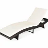 Tangkula Outdoor Folding Chaise Lounge, Rattan Patio Lounge Chair with Removable Thick Cushion, 5 Adjustable Levels