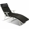 Tangkula Outdoor Folding Chaise Lounge Chair, Lightweight Recliner Chair w/ 7 Adjustable Backrest Positions