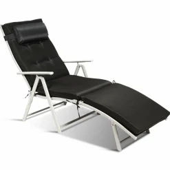 Tangkula Outdoor Folding Chaise Lounge Chair, Lightweight Recliner Chair w/ 7 Adjustable Backrest Positions