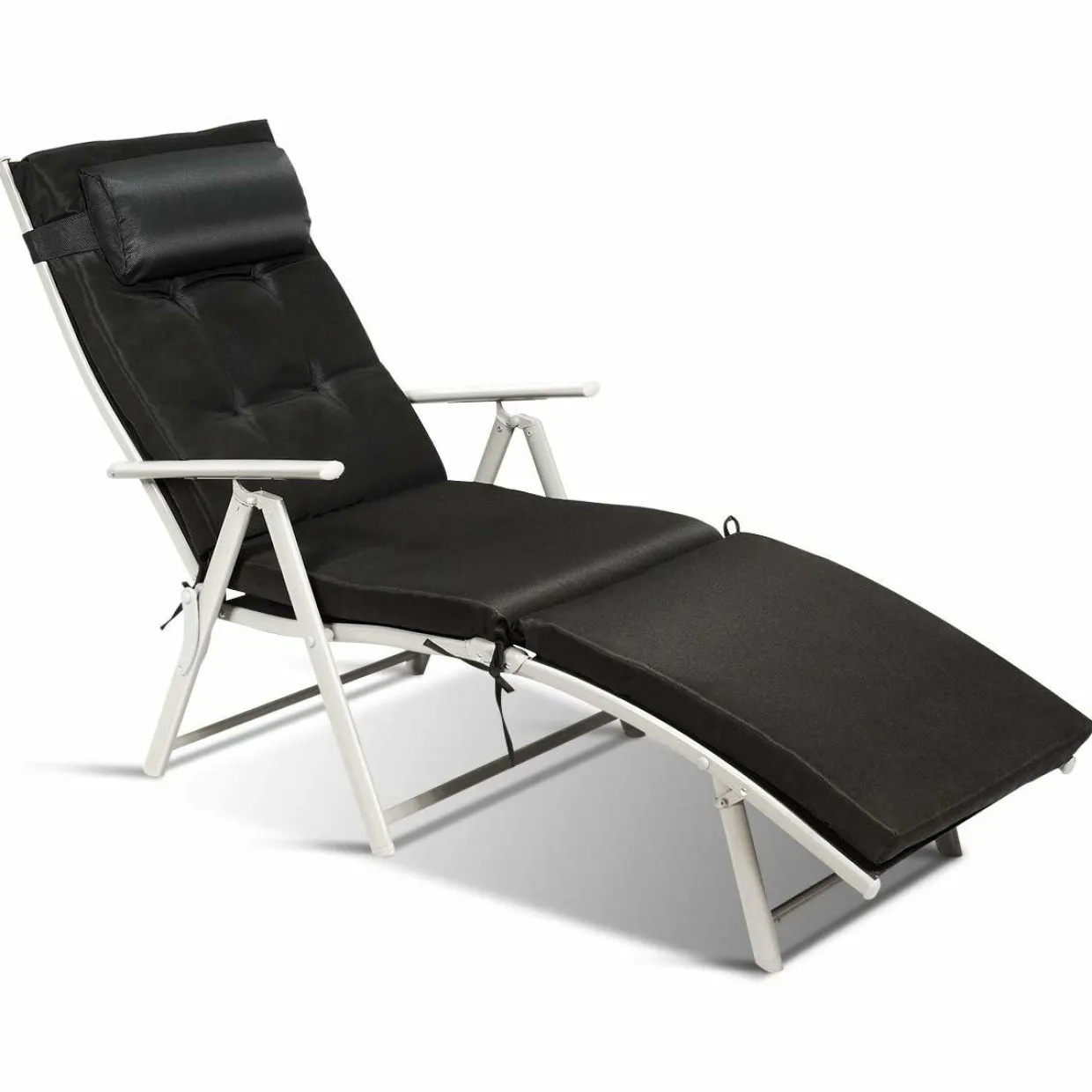 Tangkula Outdoor Folding Chaise Lounge Chair, Lightweight Recliner Chair w/ 7 Adjustable Backrest Positions