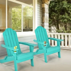Tangkula Outdoor Folding Adirondack Chair, Weather Resistant Lounger Chair for Patio Garden Fire Pit Backyard