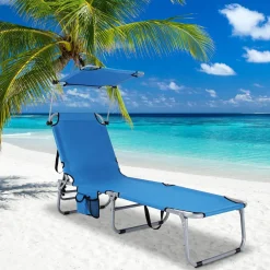 Tangkula Outdoor Folding Chaise Lounge Chair, 5-Fold Reclining Beach Chair