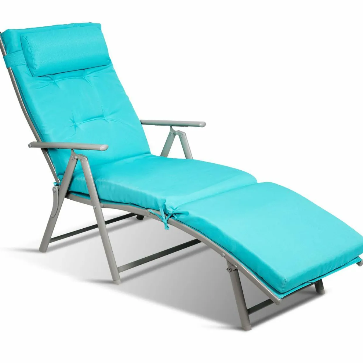 Tangkula Outdoor Folding Chaise Lounge Chair, Lightweight Recliner Chair w/ 7 Adjustable Backrest Positions