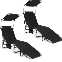 Tangkula Outdoor Folding Chaise Lounge Chair, 5-Fold Reclining Beach Chair