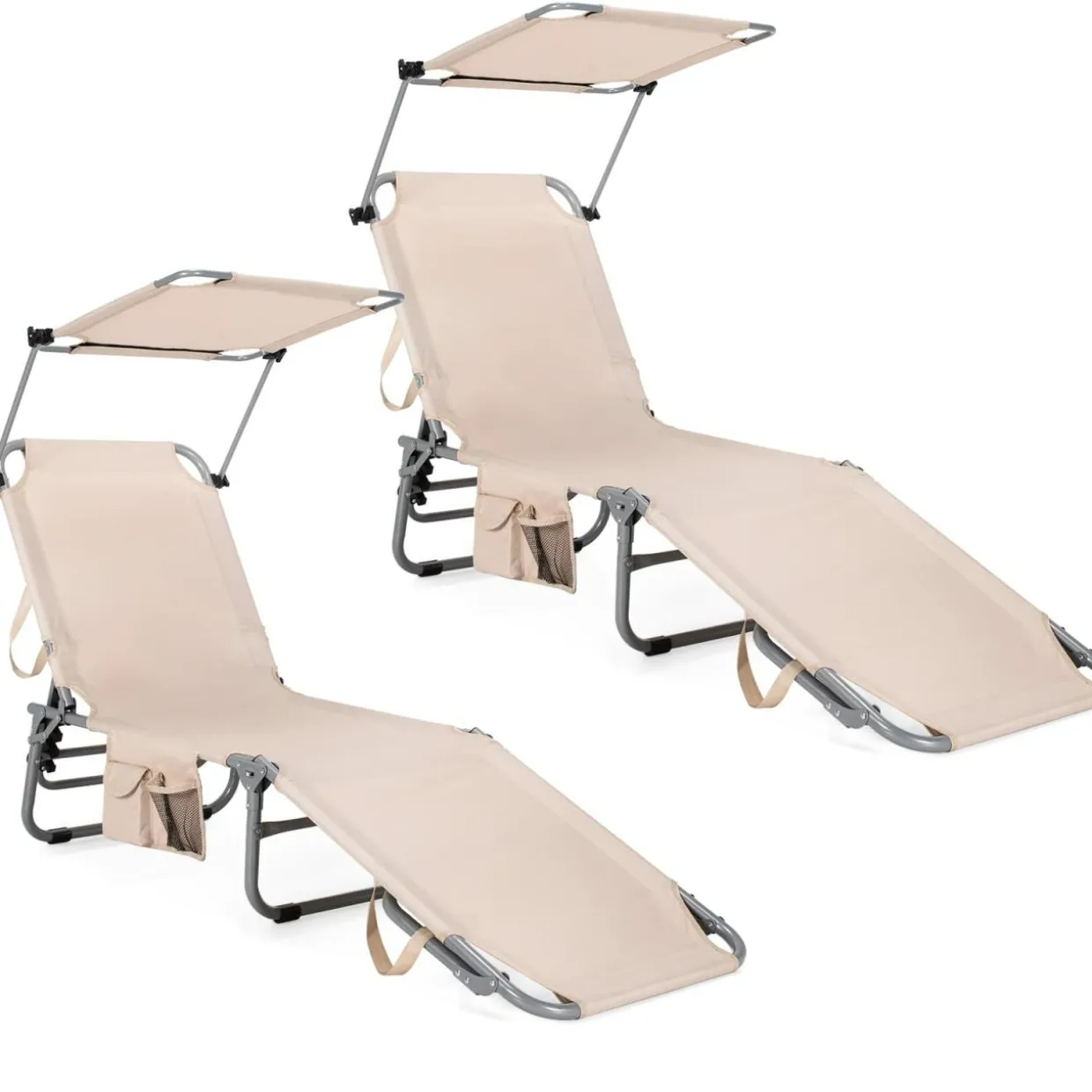 Tangkula Outdoor Folding Chaise Lounge Chair, 5-Fold Reclining Beach Chair