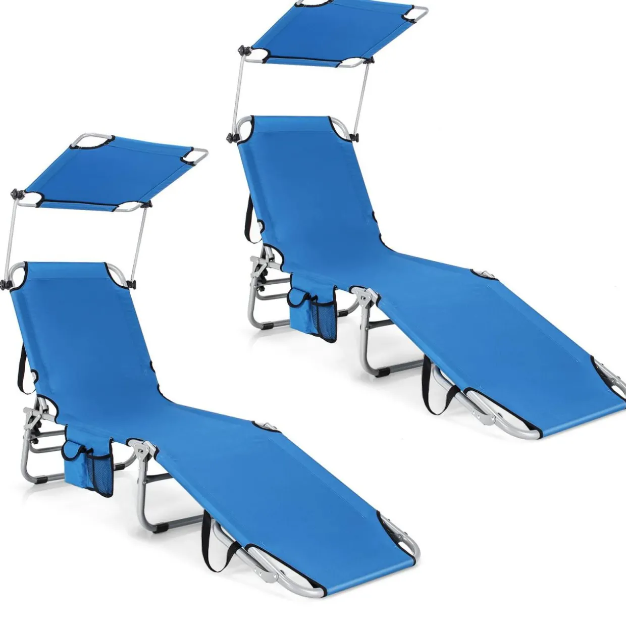 Tangkula Outdoor Folding Chaise Lounge Chair, 5-Fold Reclining Beach Chair