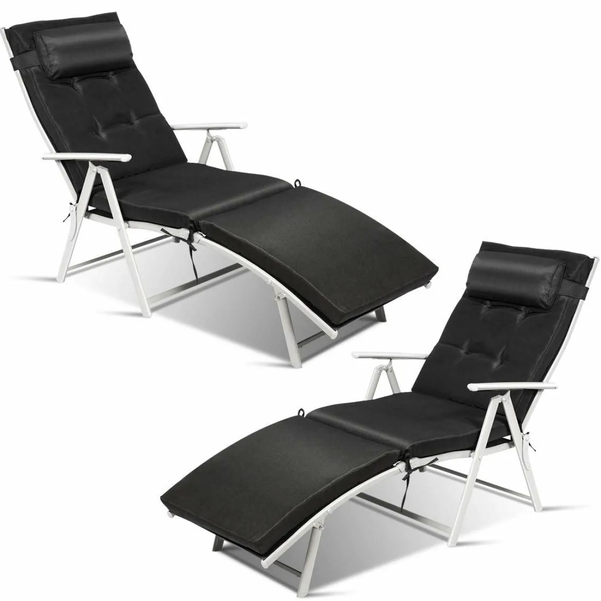 Tangkula Outdoor Folding Chaise Lounge Chair, Lightweight Recliner Chair w/ 7 Adjustable Backrest Positions