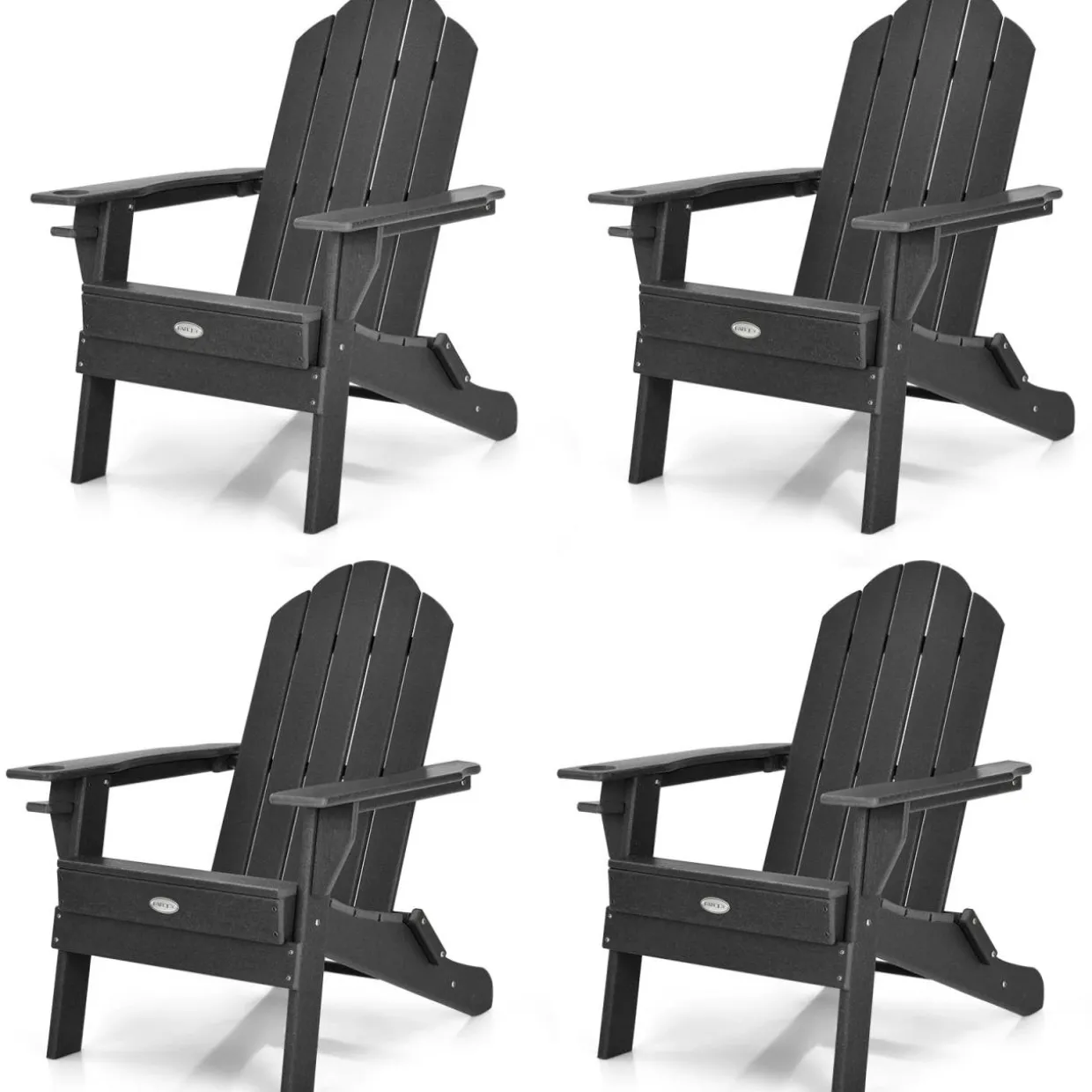 Tangkula Outdoor Folding Adirondack Chair, Weather Resistant Lounger Chair for Patio Garden Fire Pit Backyard