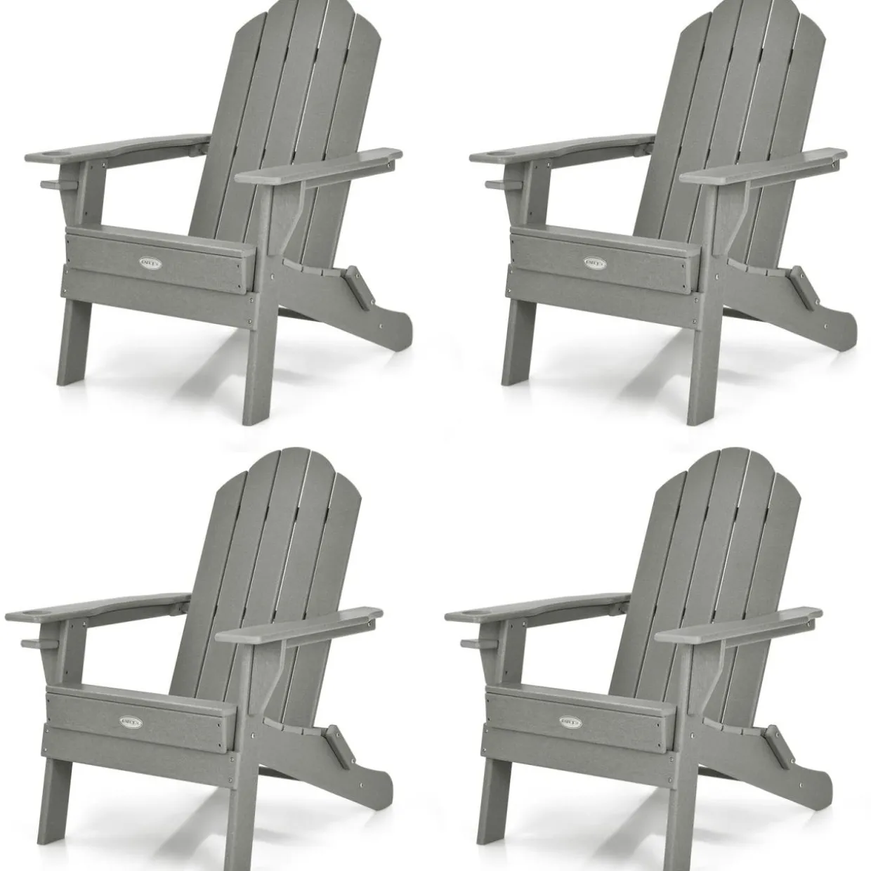 Tangkula Outdoor Folding Adirondack Chair, Weather Resistant Lounger Chair for Patio Garden Fire Pit Backyard