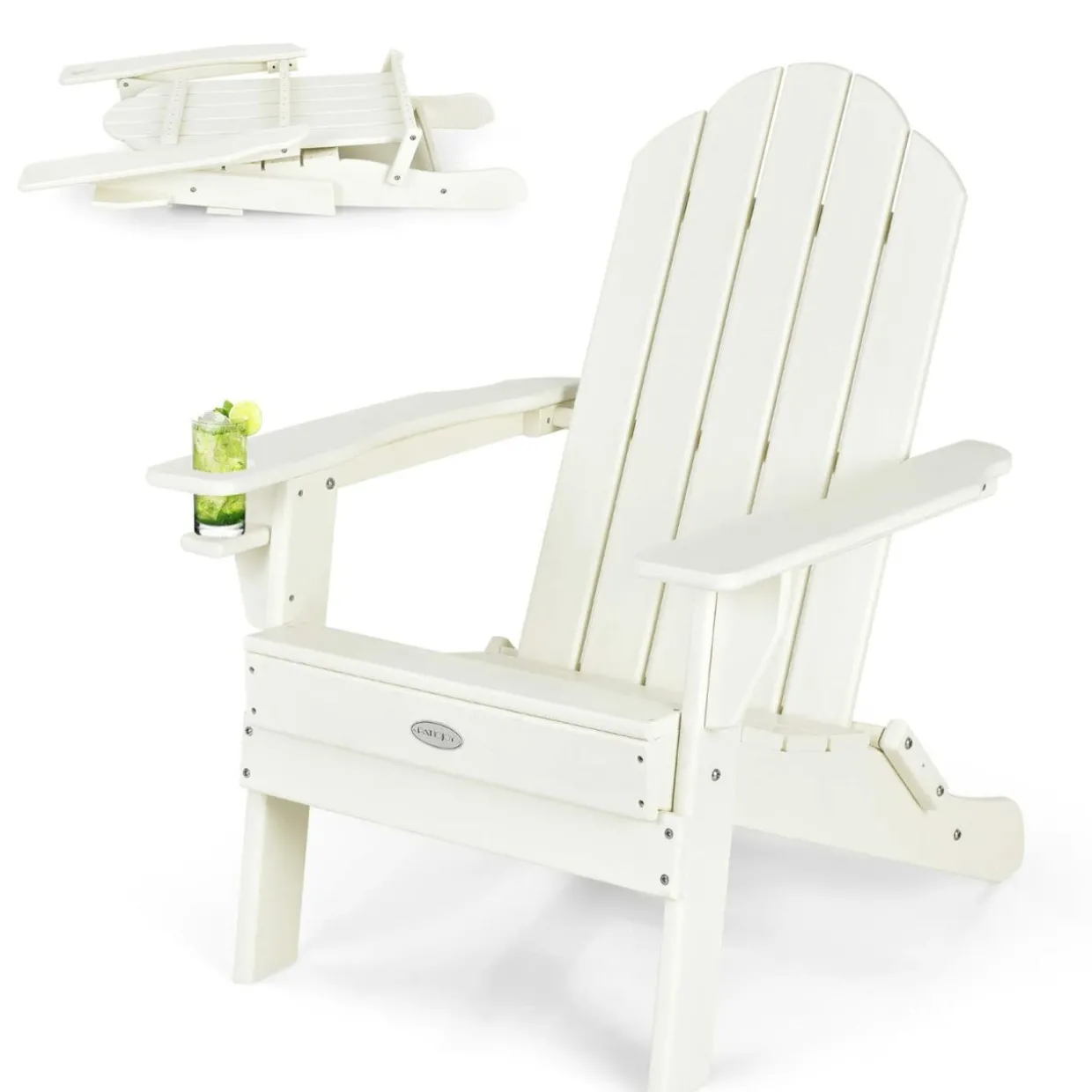 Tangkula Outdoor Folding Adirondack Chair, Weather Resistant Lounger Chair for Patio Garden Fire Pit Backyard