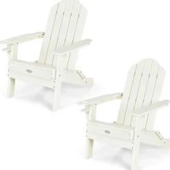 Tangkula Outdoor Folding Adirondack Chair, Weather Resistant Lounger Chair for Patio Garden Fire Pit Backyard
