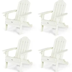Tangkula Outdoor Folding Adirondack Chair, Weather Resistant Lounger Chair for Patio Garden Fire Pit Backyard
