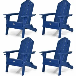 Tangkula Outdoor Folding Adirondack Chair, Weather Resistant Lounger Chair for Patio Garden Fire Pit Backyard