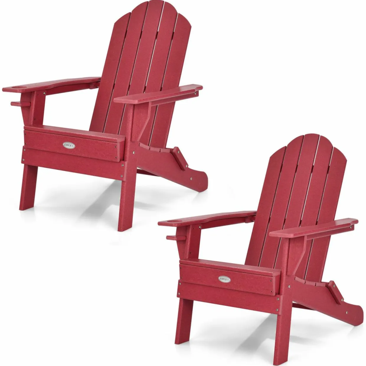 Tangkula Outdoor Folding Adirondack Chair, Weather Resistant Lounger Chair for Patio Garden Fire Pit Backyard