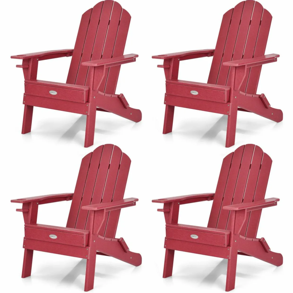 Tangkula Outdoor Folding Adirondack Chair, Weather Resistant Lounger Chair for Patio Garden Fire Pit Backyard