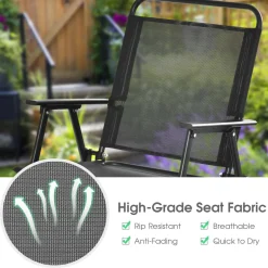 Tangkula Outdoor Folding Chairs Set of 2, Patio Dining Chairs with Breathable Seat & Cozy Armrests