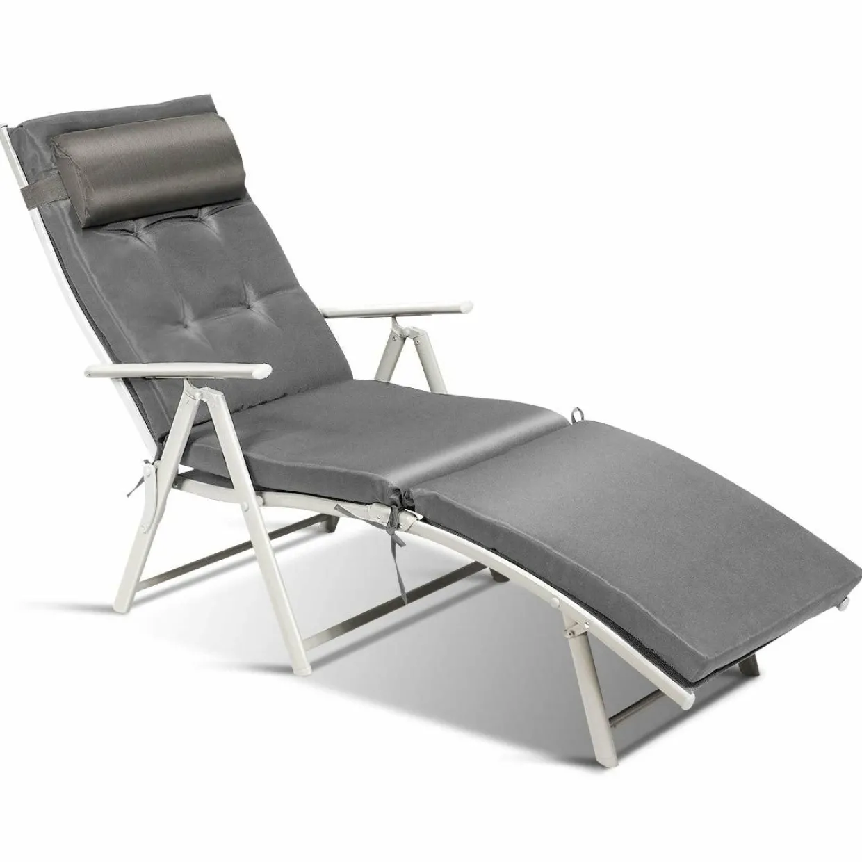 Tangkula Outdoor Folding Chaise Lounge Chair, Lightweight Recliner Chair w/ 7 Adjustable Backrest Positions