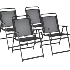 Tangkula Outdoor Folding Chairs Set of 2, Patio Dining Chairs with Breathable Seat & Cozy Armrests