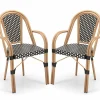 Tangkula Outdoor French Bistro Chairs Set of 2/4, Hand-Woven PE Wicker Patio Chairs with Armrests