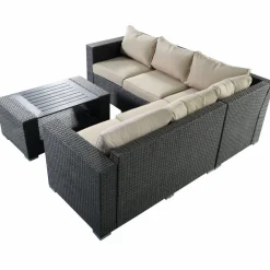 Tangkula Outdoor Furniture 4 Piece, Sectional Sofa with Coffee Table