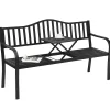 Tangkula Outdoor Garden Bench with Pullout Middle Table