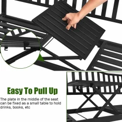 Tangkula Outdoor Garden Bench with Pullout Middle Table