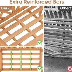 Tangkula Outdoor Garden Bench, 2-Person Teak Wood Bench with Comfy Armrests and Backrest, Slatted Seating Area