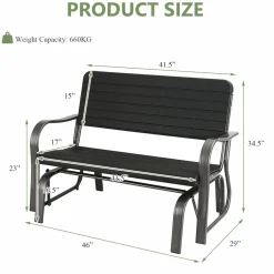 Tangkula Outdoor Glider Patio Chair Bench, Porch Glider Loveseat Swing Bench