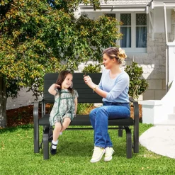 Tangkula Outdoor Glider Patio Chair Bench, Porch Glider Loveseat Swing Bench