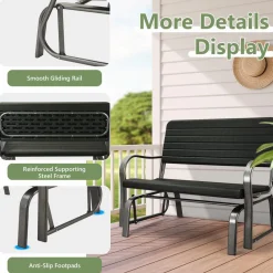 Tangkula Outdoor Glider Patio Chair Bench, Porch Glider Loveseat Swing Bench