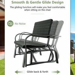 Tangkula Outdoor Glider Patio Chair Bench, Porch Glider Loveseat Swing Bench
