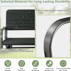 Tangkula Outdoor Glider Patio Chair Bench, Porch Glider Loveseat Swing Bench