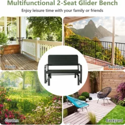 Tangkula Outdoor Glider Patio Chair Bench, Porch Glider Loveseat Swing Bench